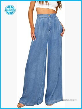 Wide Leg Palazzo Pants High Waisted Jeans Lightweight Summer Y2K Flowy Trousers